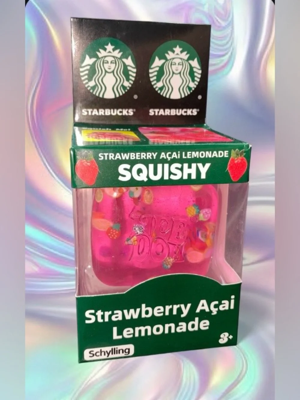 Schylling Nee Doh Starbucks Inspired Strawberry Açaí Lemonade Squishy Toy NEW